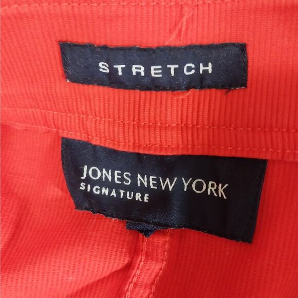 JONES NEW YORK! RICH RED STRETCH, GOLD BUTTON JEAN JACKET STYLE BLAZER! SZ S - Picture 6 of 9